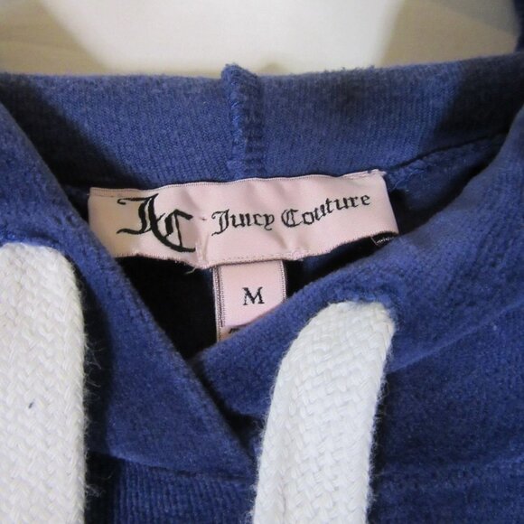 Juicy Couture Blue Velour Velvet Y2K Track Hoodie Spellout Sweatshirt - Picture 4 of 5